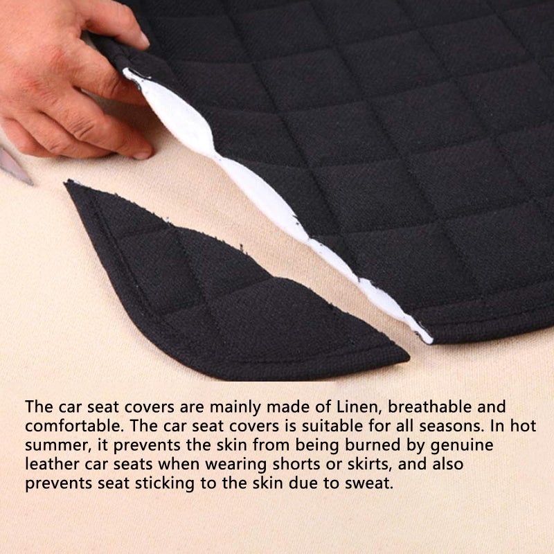 Suninbox Linen Seat Cover for Car,Bottom Seat Covers for Trucks,Car Seat Pad,Seat Cushion Breathable Ventilated Front Seat Only[Black] - Image 2